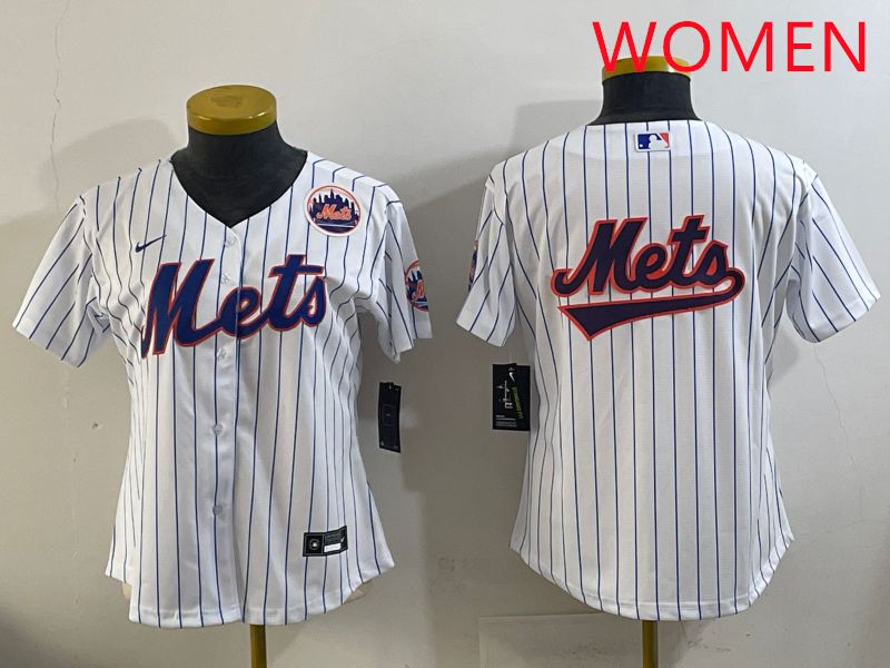 Women New York Mets Blank White Stripe Game 2025 Nike MLB Jersey style 16